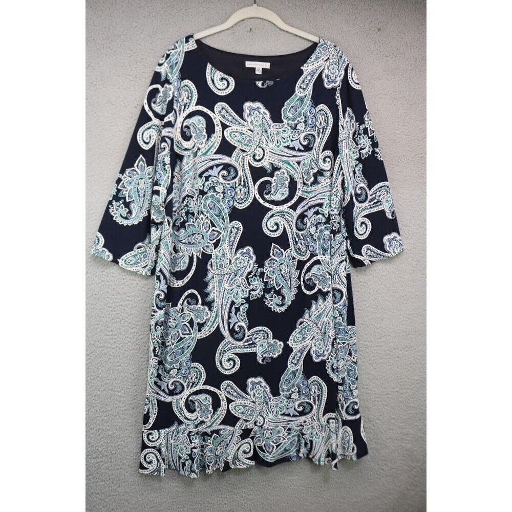 Sandra Darren 3/4 Sleeves Textured Paisley Dress-Size 2X-Church